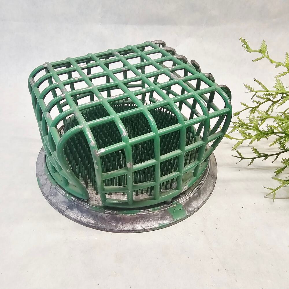 Vintage Large Metal Flower Frog Cage Pin Spike Floral Stem Holder Arranging 5.5"